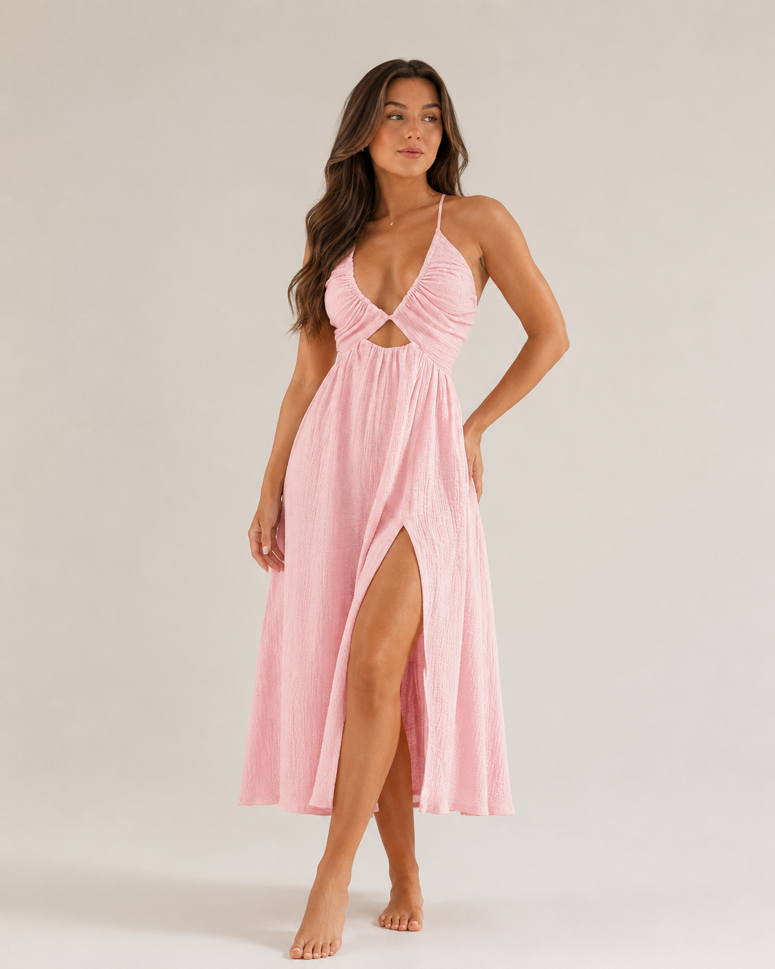 Florenza - Midi-jurk Met Cut-Out En Hoge Split