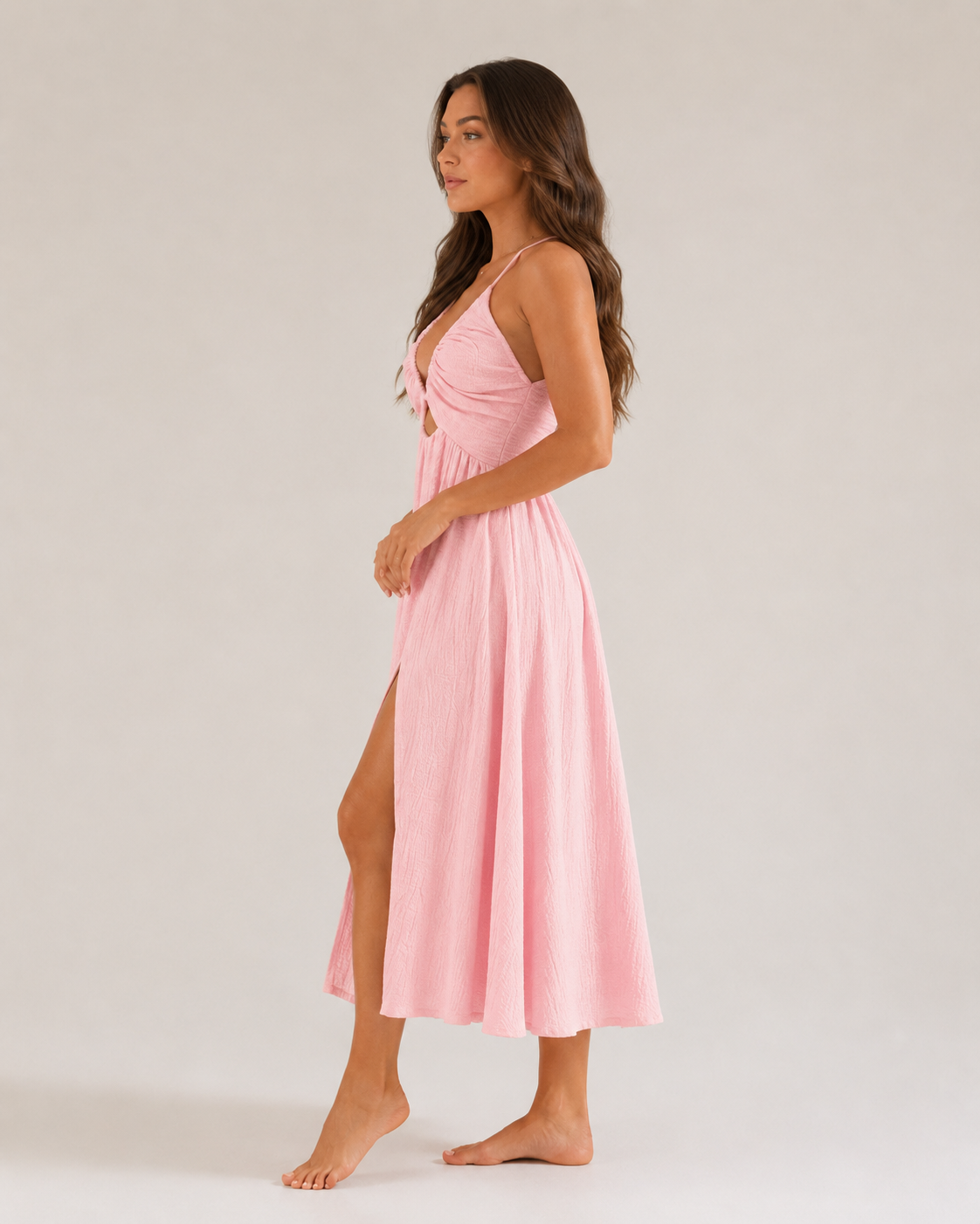 Florenza - Midi-jurk Met Cut-Out En Hoge Split