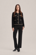 Oona - tweed jasje met parelknopen en kettingrand