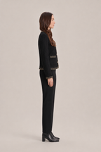 Oona - tweed jasje met parelknopen en kettingrand