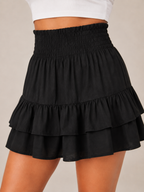 Pietra - Dames zomerrok met kant, ruches en elastische taille