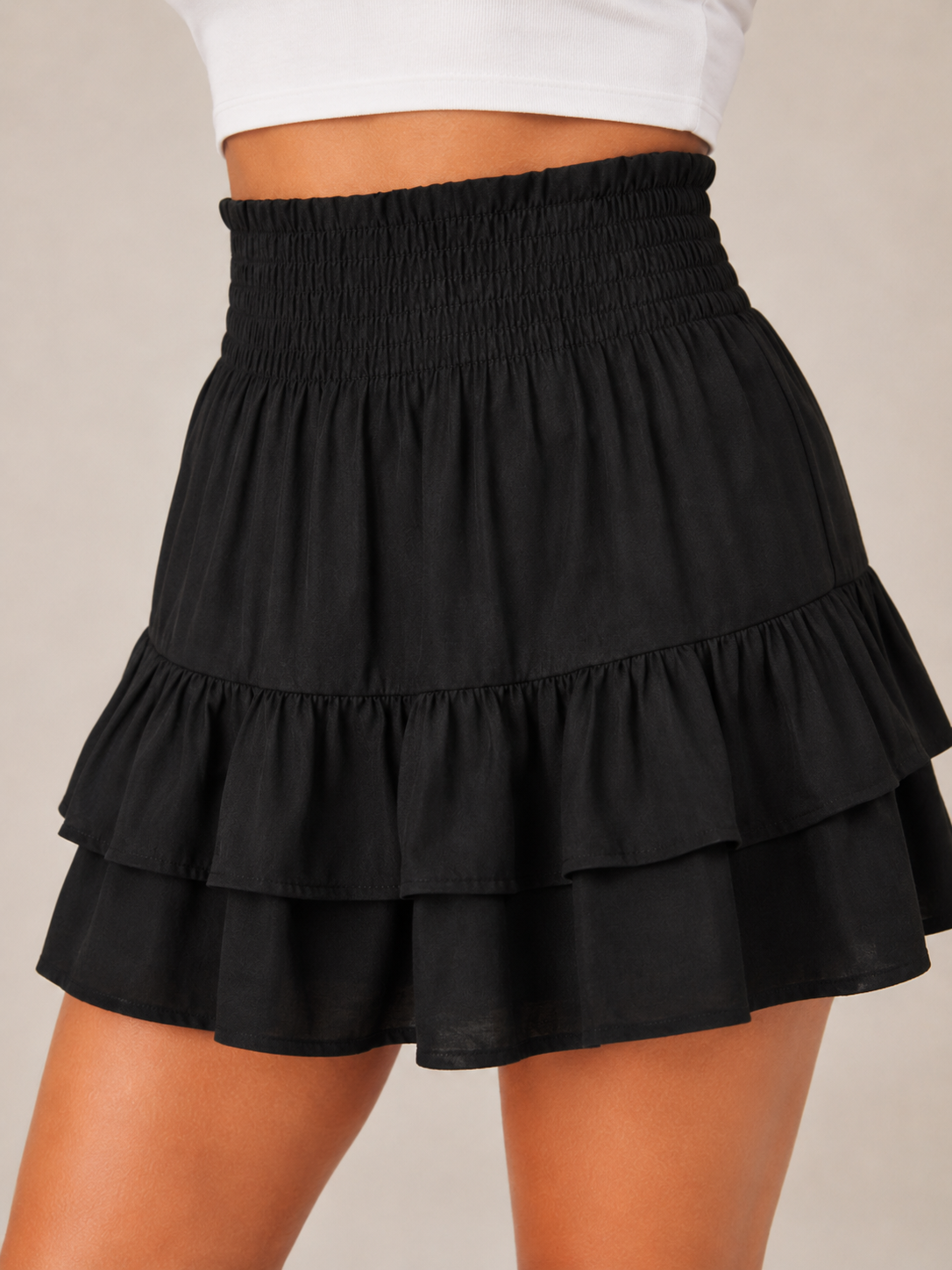 Pietra - Dames zomerrok met kant, ruches en elastische taille