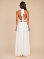 Qelina - Dames halter maxi-jurk met open rug en split