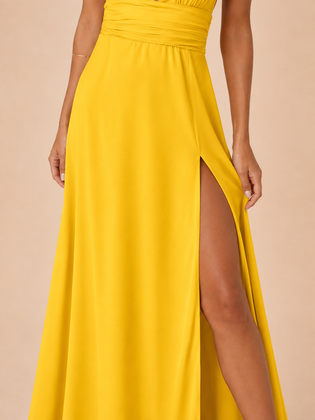 Qelina - Dames halter maxi-jurk met open rug en split