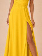 Qelina - Dames halter maxi-jurk met open rug en split