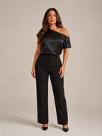 Kylena - Groene Top met Asymmetrische Halslijn