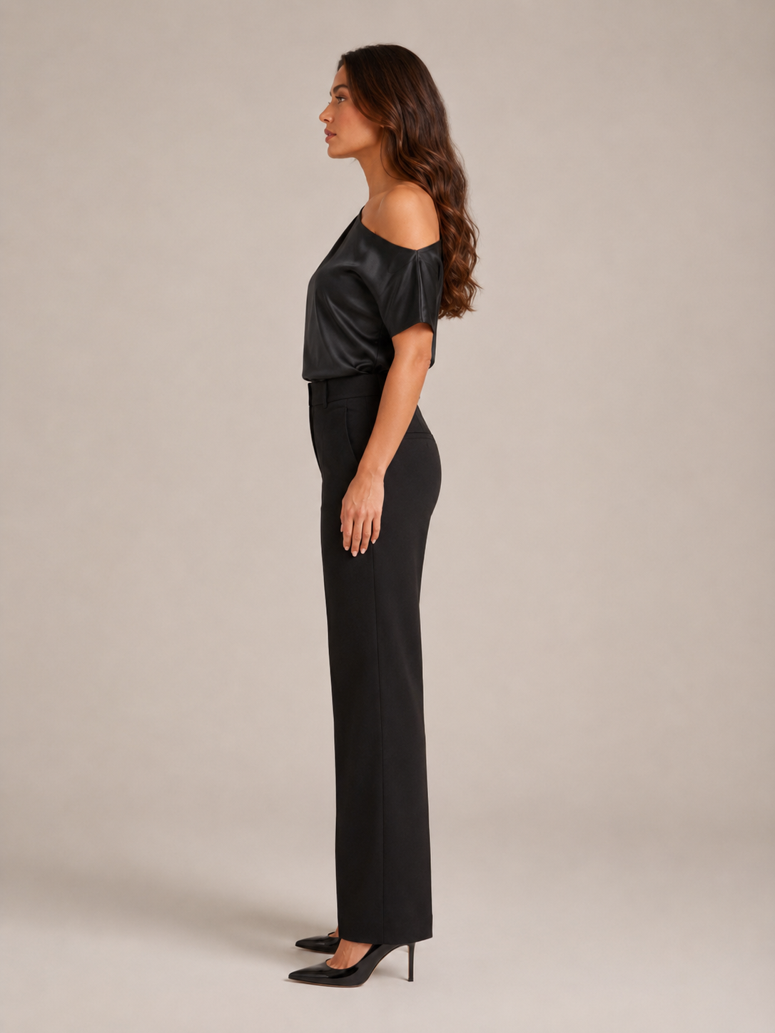 Kylena - Groene Top met Asymmetrische Halslijn