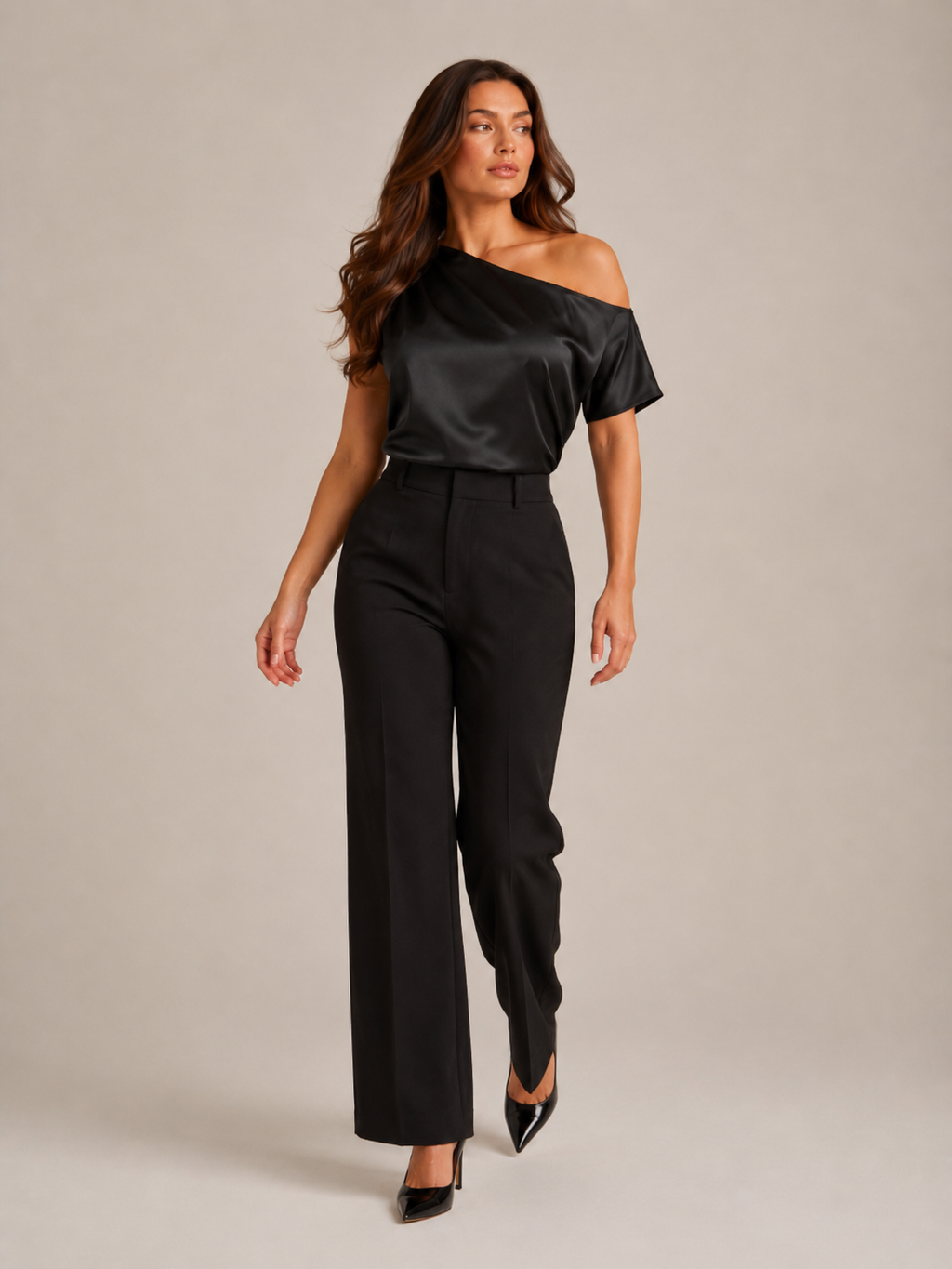 Kylena - Groene Top met Asymmetrische Halslijn