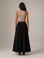 Pavla - Dames Maxi-rok Met Hoge Taille En Plissé-look