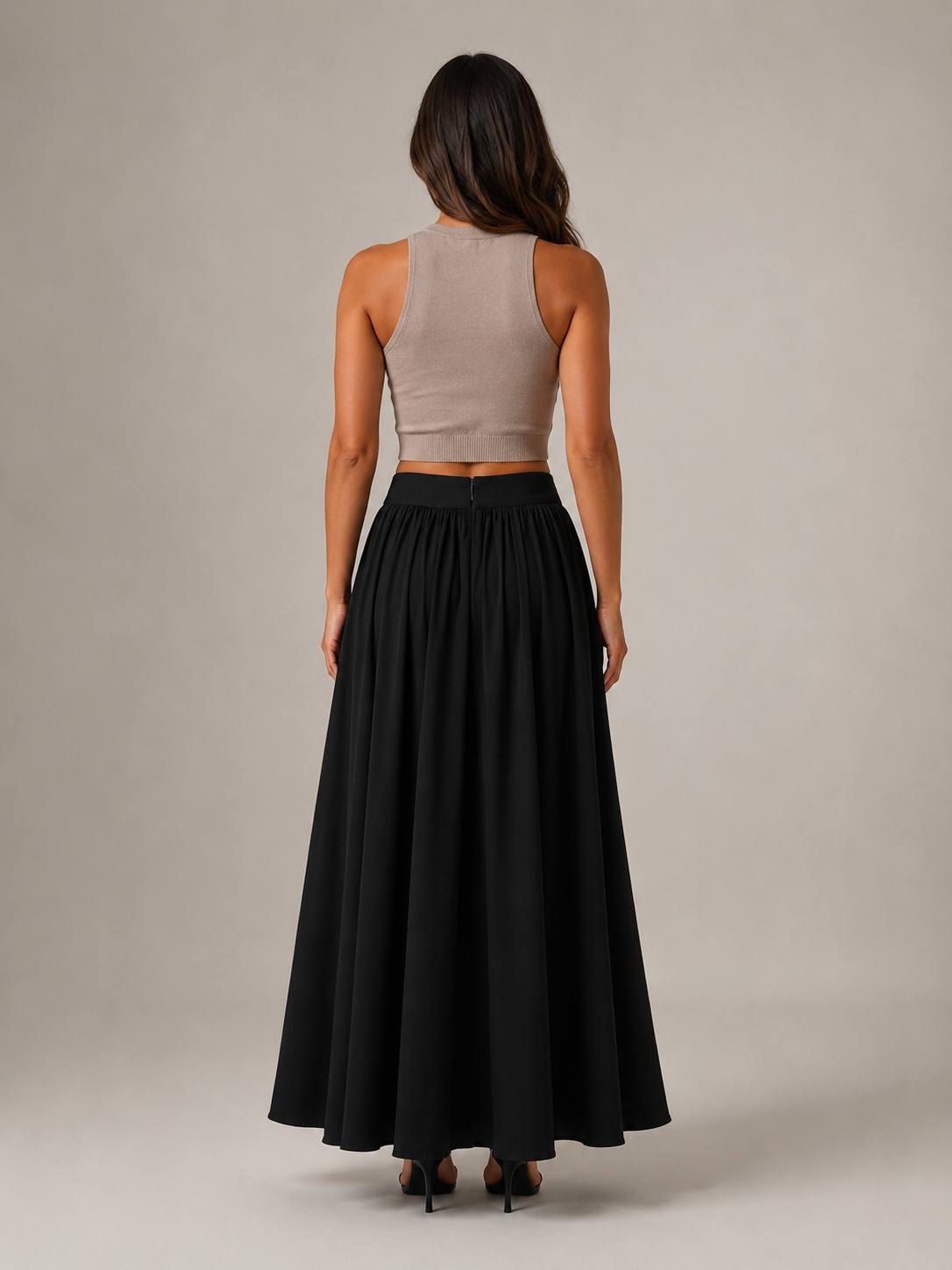 Pavla - Dames Maxi-rok Met Hoge Taille En Plissé-look