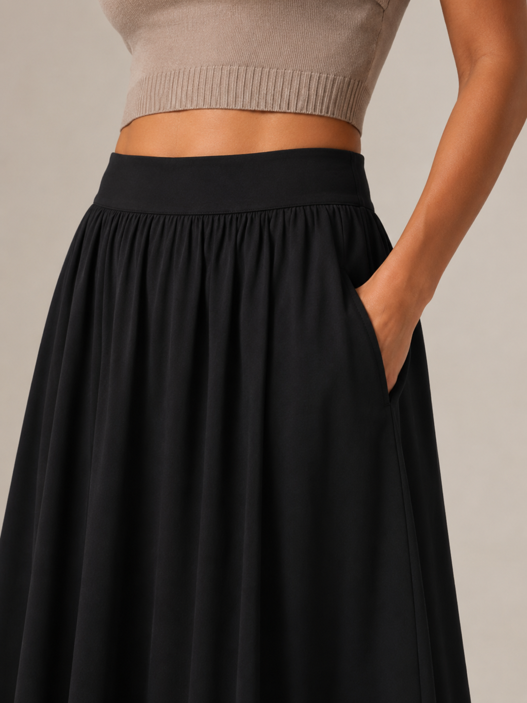 Pavla - Dames Maxi-rok Met Hoge Taille En Plissé-look