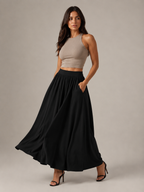 Pavla - Dames Maxi-rok Met Hoge Taille En Plissé-look