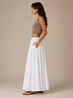Pavla - Dames Maxi-rok Met Hoge Taille En Plissé-look