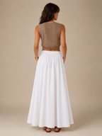 Pavla - Dames Maxi-rok Met Hoge Taille En Plissé-look
