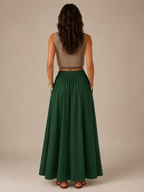 Pavla - Dames Maxi-rok Met Hoge Taille En Plissé-look