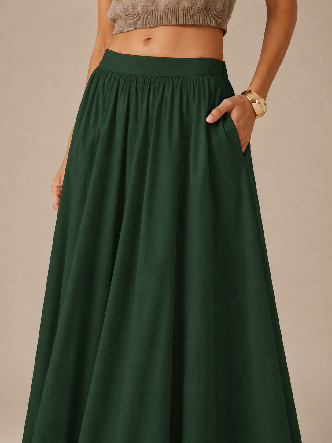 Pavla - Dames Maxi-rok Met Hoge Taille En Plissé-look