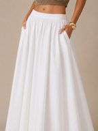 Pavla - Dames Maxi-rok Met Hoge Taille En Plissé-look