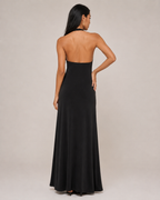 Lucille - Halter Maxi-jurk Met Diepe Halslijn En A-lijn Rok