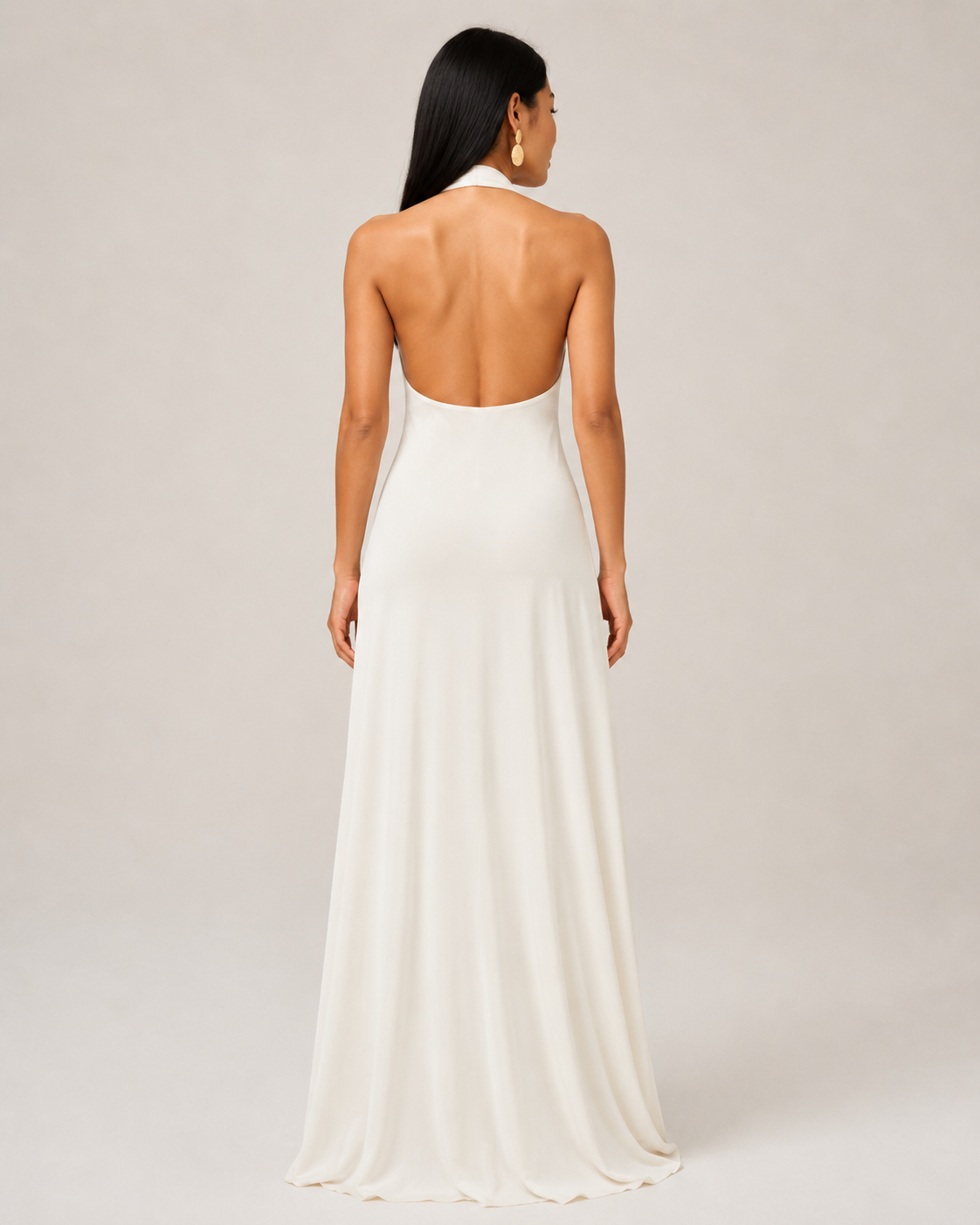 Lucille - Halter Maxi-jurk Met Diepe Halslijn En A-lijn Rok