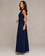Indira - Blauw Gestreepte Jumpsuit Met Hoge Taille En Zakken