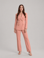 Ximena - dames pak met blazer en wijde broek, kantoorset met bloemknopen
