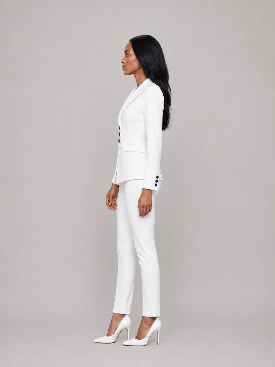 Yolara - dames pak met blazer en rechte broek, getailleerd model