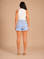 Rosanna - Denim shorts met wijde pasvorm en distressed details