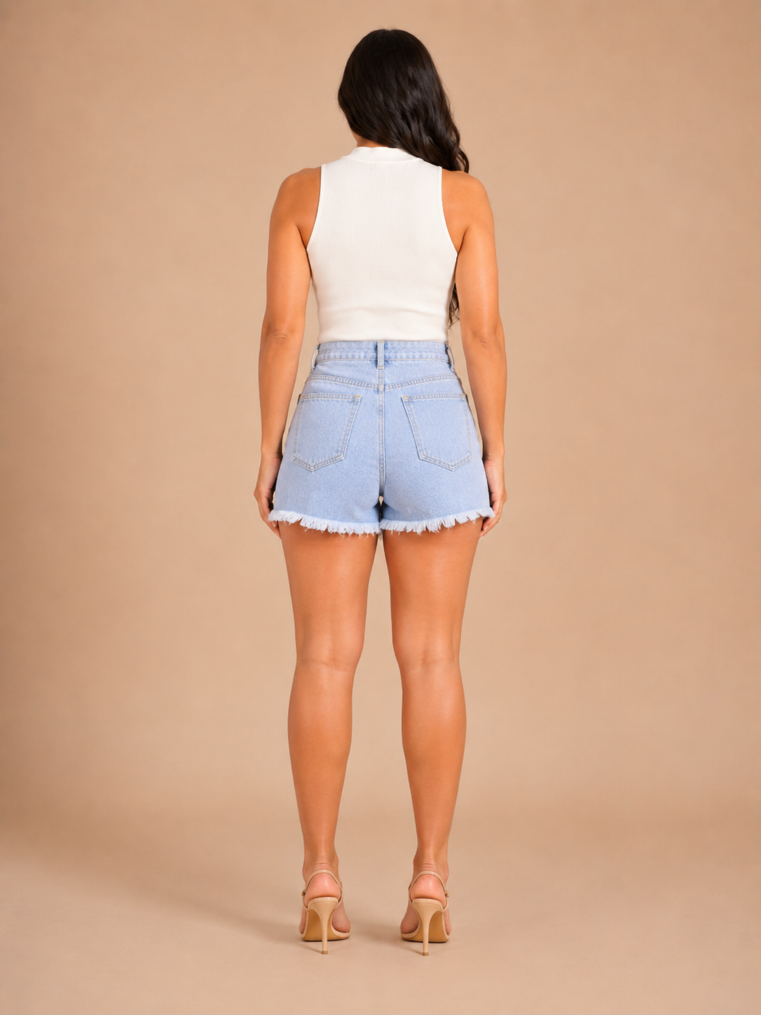 Rosanna - Denim shorts met wijde pasvorm en distressed details