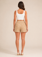 Sarah - High-waist jacquard shorts met rechte pijpen