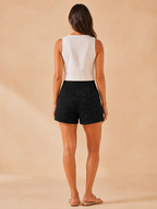 Sarah - High-waist jacquard shorts met rechte pijpen
