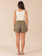 Emma - Katoenen shorts met elastische taille en bloemenprint