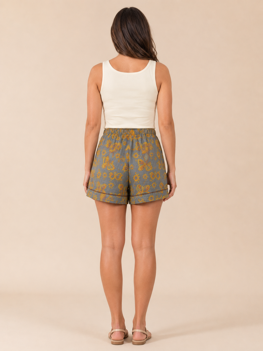 Emma - Katoenen shorts met elastische taille en bloemenprint