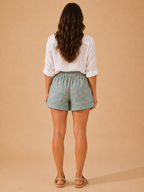 Emma - Katoenen shorts met elastische taille en bloemenprint