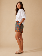 Emma - Katoenen shorts met elastische taille en bloemenprint