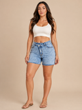 Lieke - Denim shorts met middelhoge taille en rechte pijpen