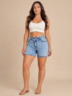 Lieke - Denim shorts met middelhoge taille en rechte pijpen