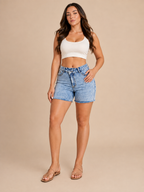Lieke - Denim shorts met middelhoge taille en rechte pijpen