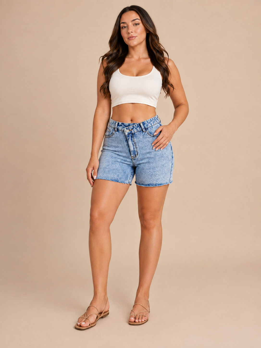 Lieke - Denim shorts met middelhoge taille en rechte pijpen