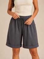Dorrit - Katoenen shorts met elastische taille en wijde pijpen