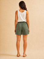 Dorrit - Katoenen shorts met elastische taille en wijde pijpen