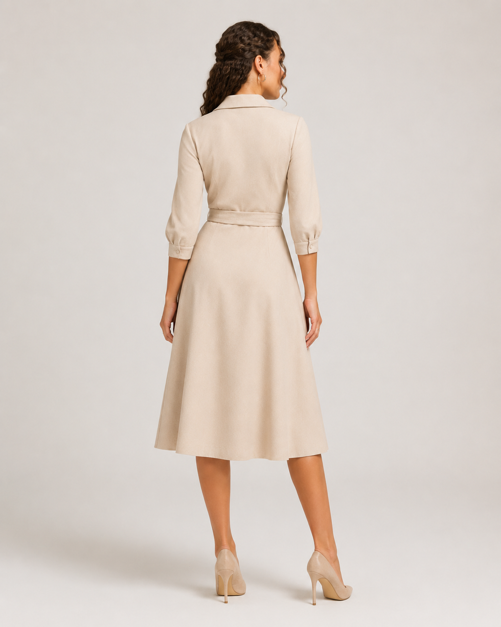 Mirelle - Dames Midi-wikkeljurk Met Ceintuur En Kraag