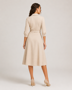 Mirelle - Dames Midi-wikkeljurk Met Ceintuur En Kraag