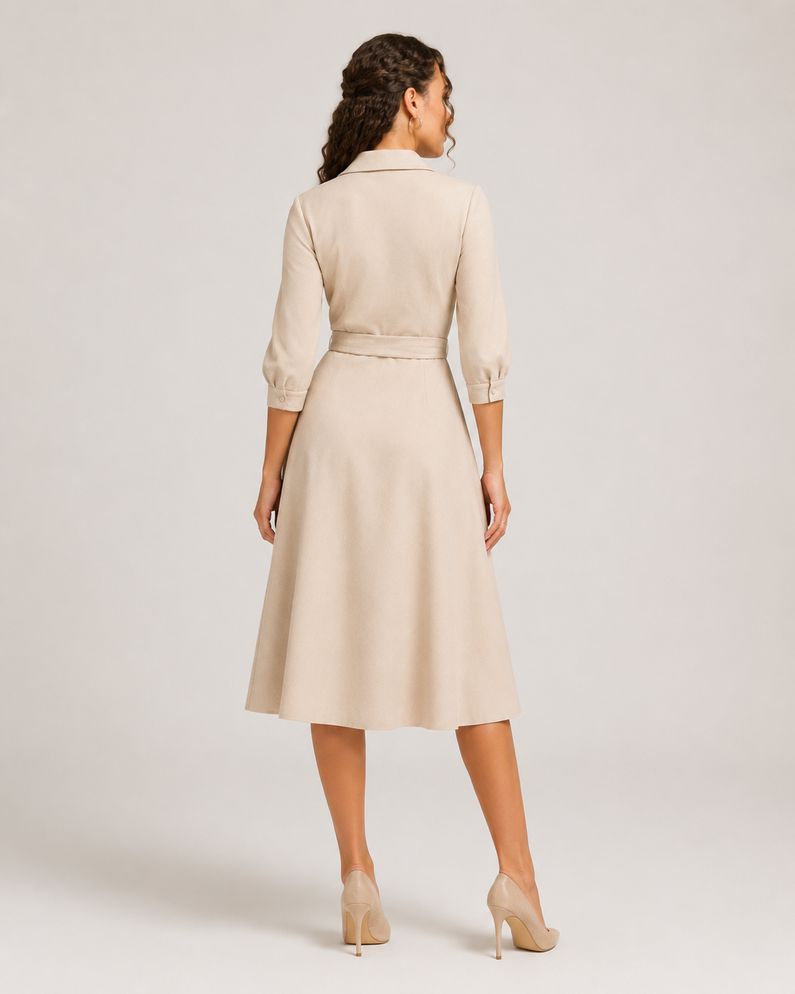 Mirelle - Dames Midi-wikkeljurk Met Ceintuur En Kraag