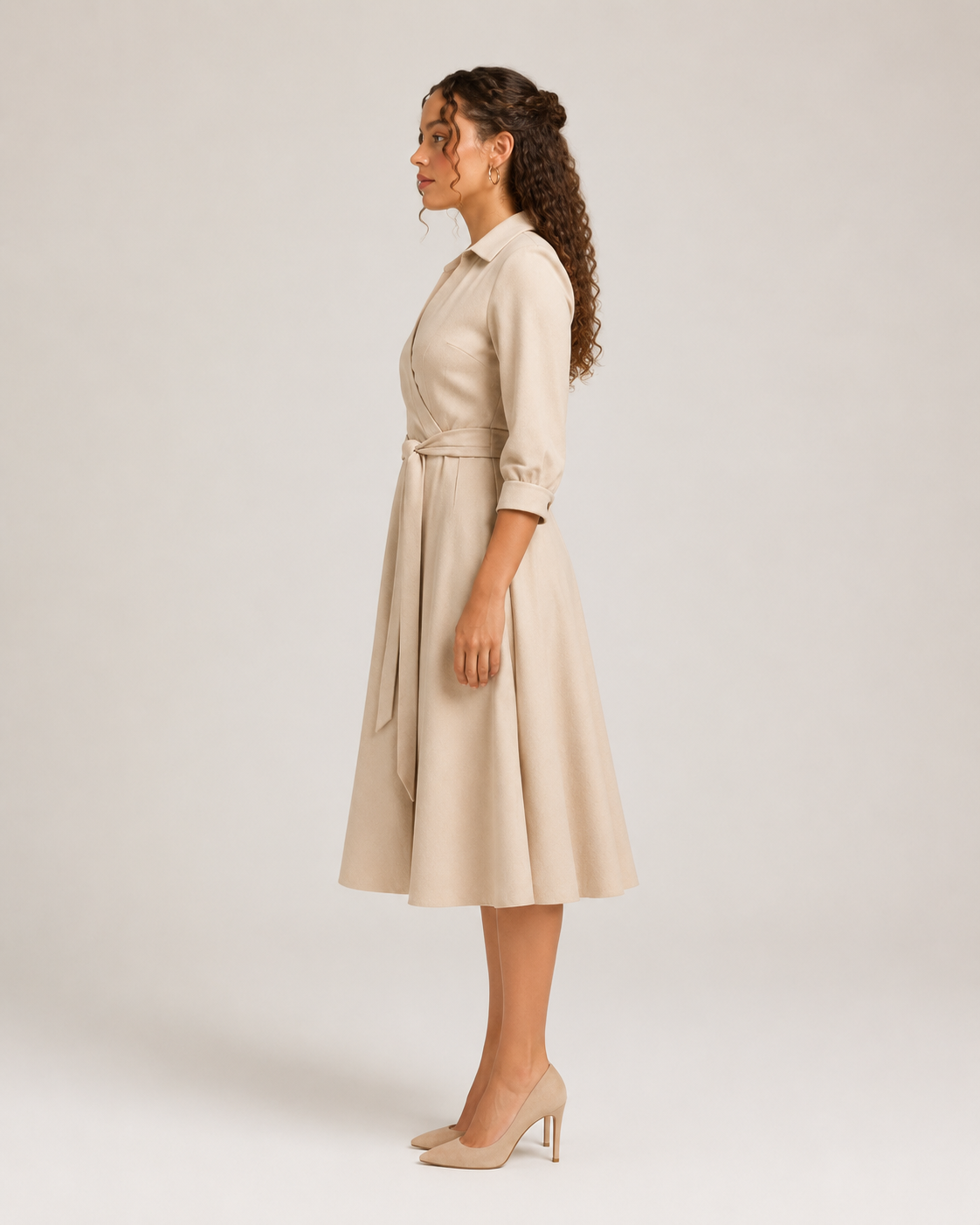 Mirelle - Dames Midi-wikkeljurk Met Ceintuur En Kraag