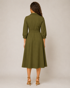 Mirelle - Dames Midi-wikkeljurk Met Ceintuur En Kraag