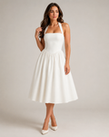 Mila - Halter Midi-jurk Met Uitlopende Rok