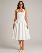 Mila - Halter Midi-jurk Met Uitlopende Rok