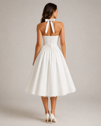 Mila - Halter Midi-jurk Met Uitlopende Rok