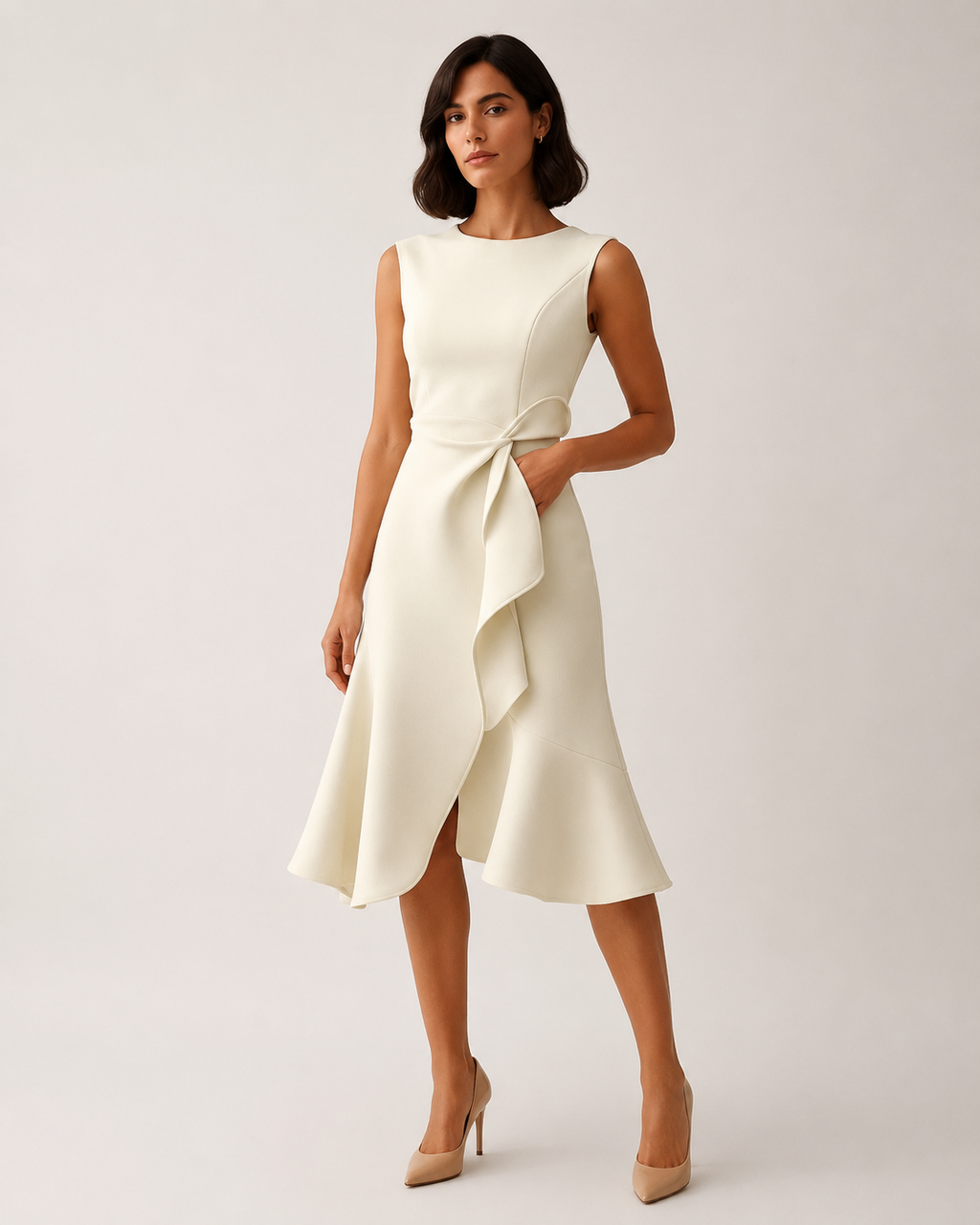 Mirthe - Asymmetrische Midi-jurk Met Knoopdetail