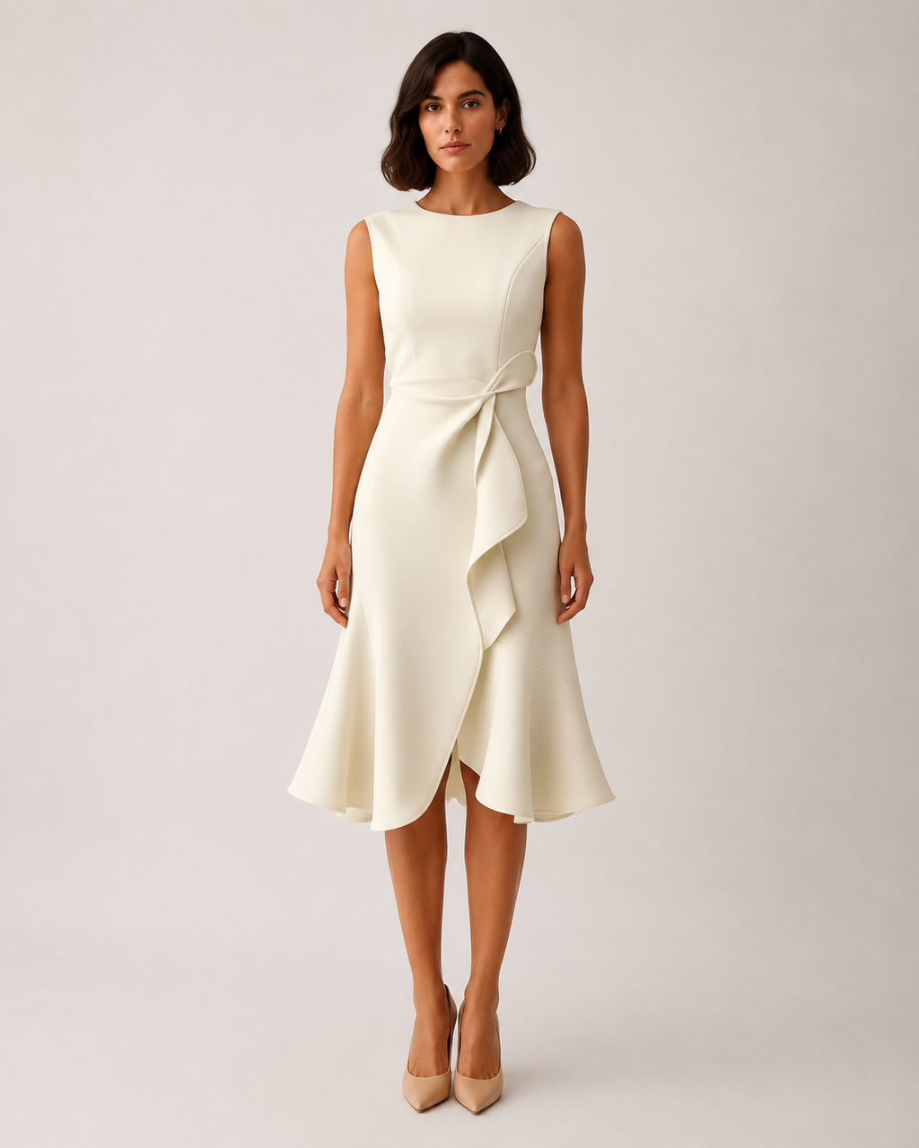 Mirthe - Asymmetrische Midi-jurk Met Knoopdetail